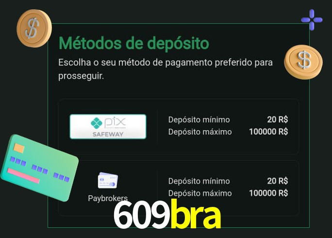 O cassino 609bra oferece uma grande variedade de métodos de pagamento